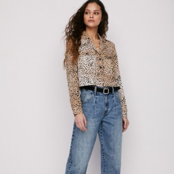 PISTOLA Kaine Cropped Military Blouse Wild Spots- Size L - Picture 7 of 11